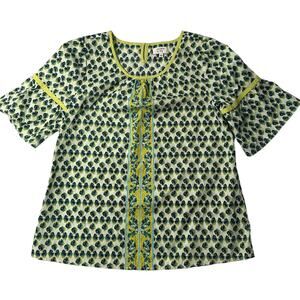 Girls Lg Crown & Ivy Green Print Top